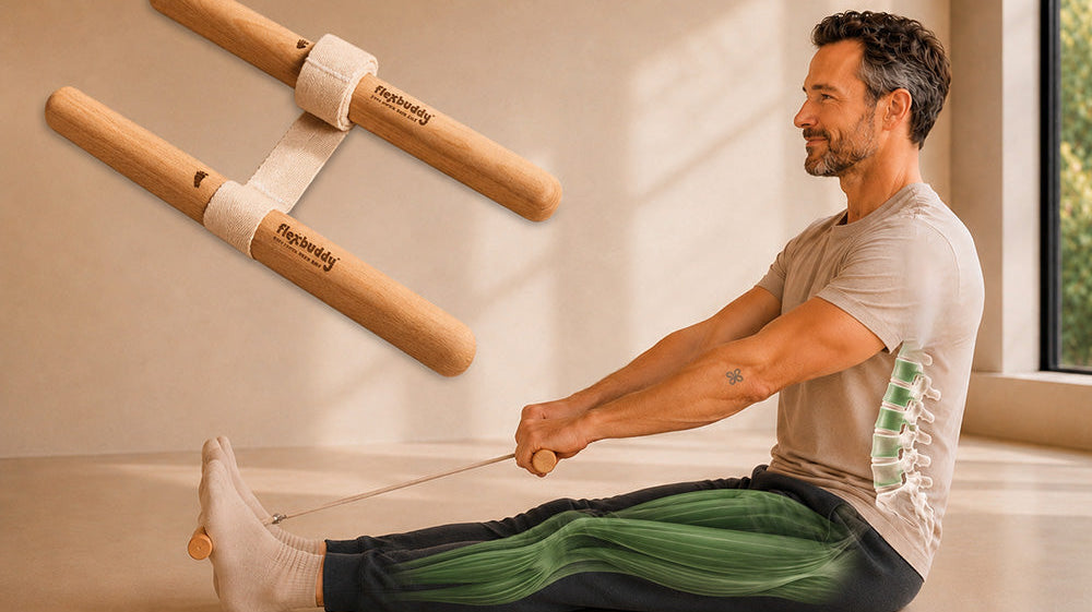 Using FlexBuddy to stretch and release lower back tension after sitting all day